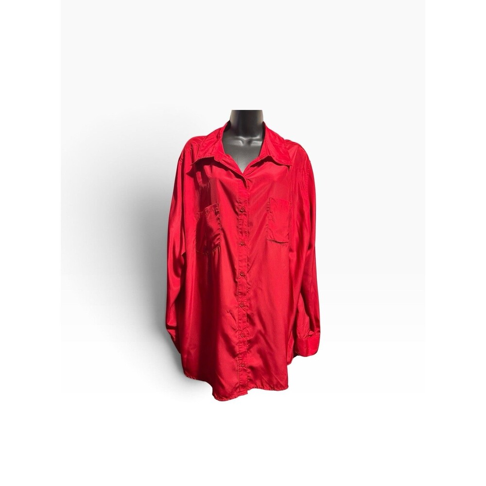 Plus Size Red Light Special Button Down Shirt Women’s 2X Office Siren Bold Top